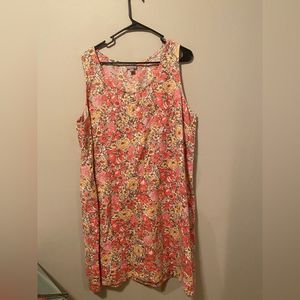 J. Jill Love 100% Linen Sleeveless Coral Floral Dress womens size XL